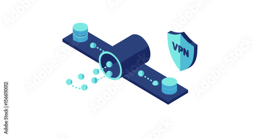 Isometric vpn network security vector illustration for cyber protection design