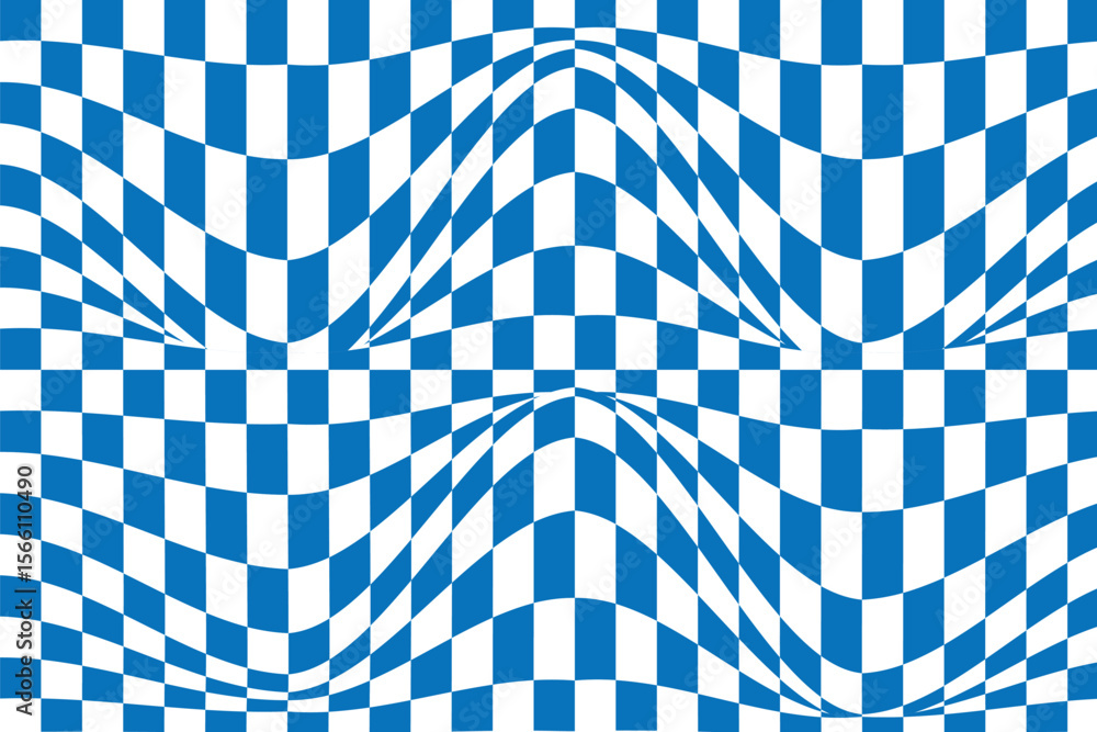Psychedelic checkerboard background. Retro wavy checkered wallpaper with a groovy distorted pattern. Abstract blue and white vector design. Pattern abstract wave checkerboard background. eps 10 Psychedelic checkerboard background. Retro wavy checkered wallpaper with a groovy distorted pattern. Abstract blue and white vector design. Pattern abstract wave checkerboard background. eps 10