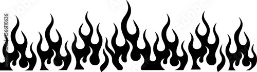 Black tribal flames border fire