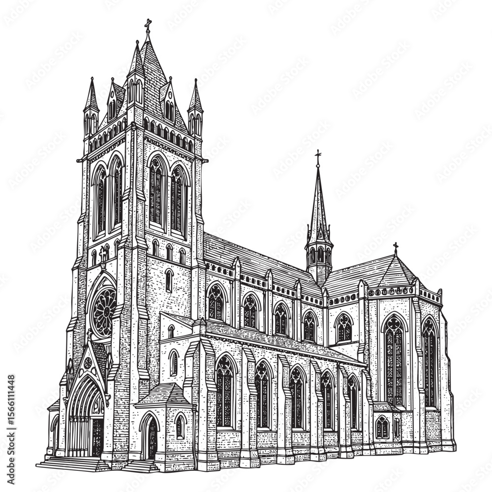 Fototapeta premium church Cathedral Vector Engraving Illustration