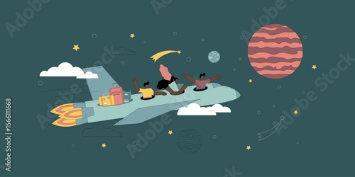 Space trip. Cosmonautics. Flights in space. Space tourism.eps