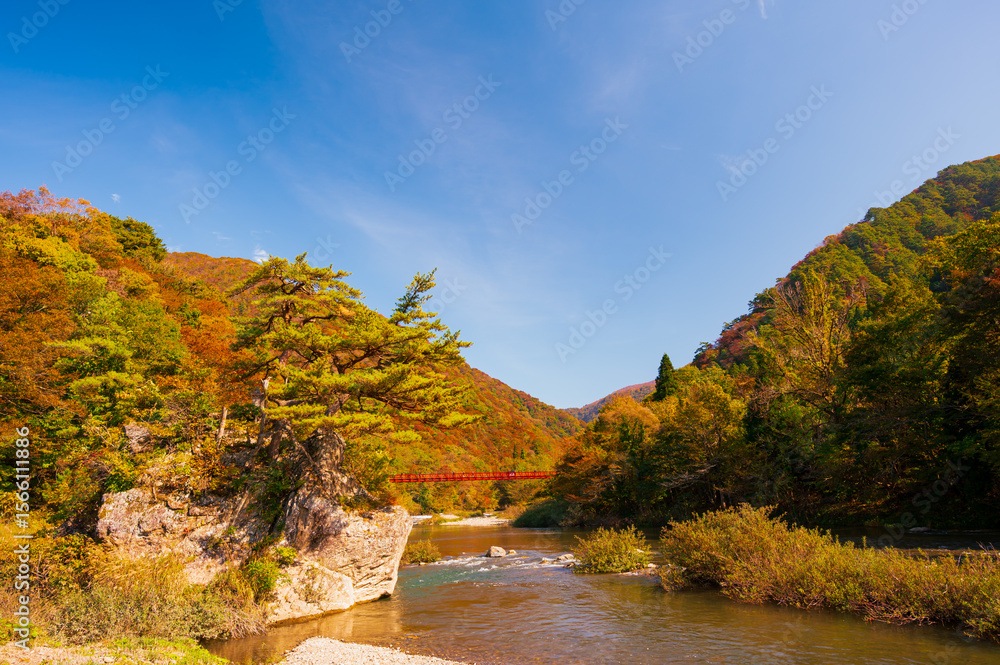 秋田県の抱き返り渓谷の秋景色 秋田県の抱き返り渓谷の秋景色