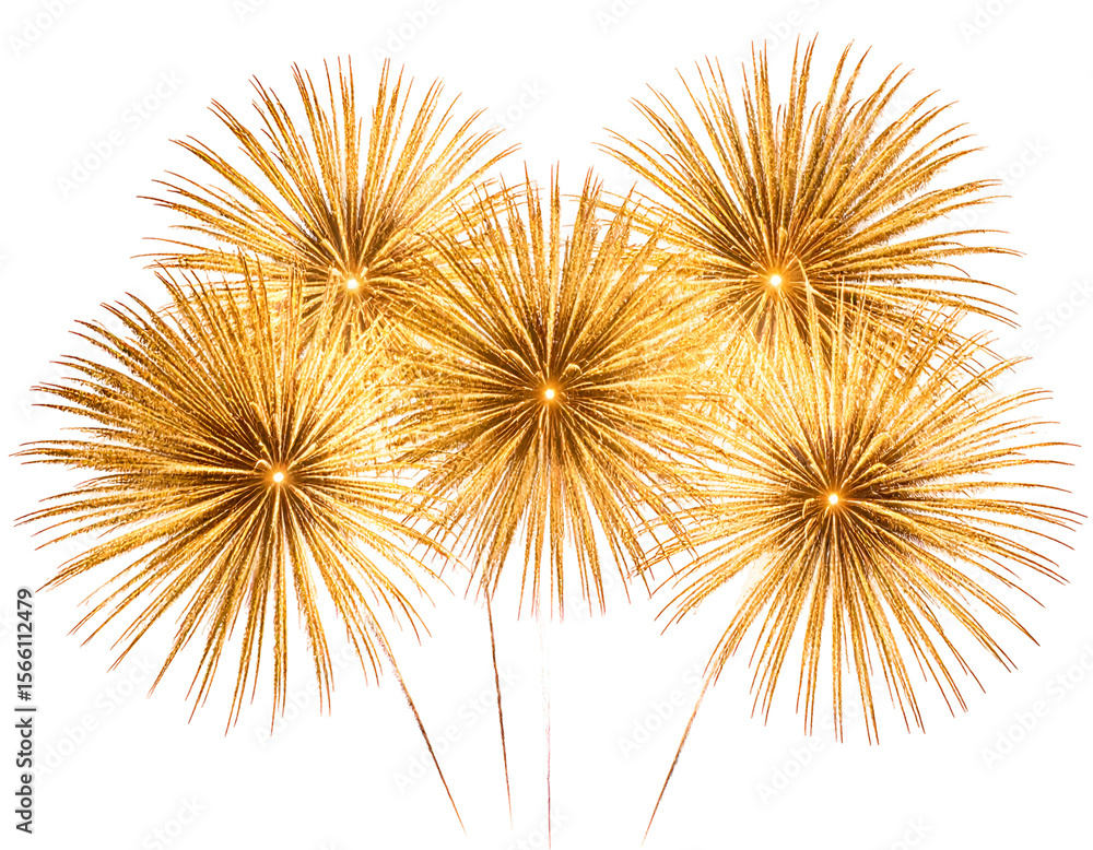 Obraz premium A stunning cluster of golden fireworks erupts, creating a magnificent luminous spectacle.