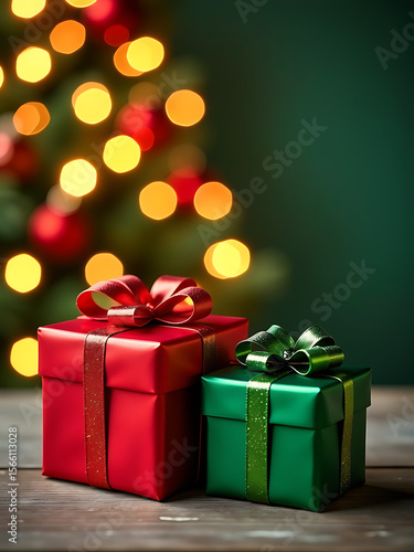 Wallpaper Mural gifts red green adorn blurred backdrop swirling golden hues softly glowing Torontodigital.ca