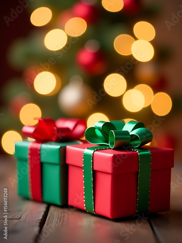 Wallpaper Mural gifts red green adorn blurred backdrop swirling golden hues softly glowing Torontodigital.ca