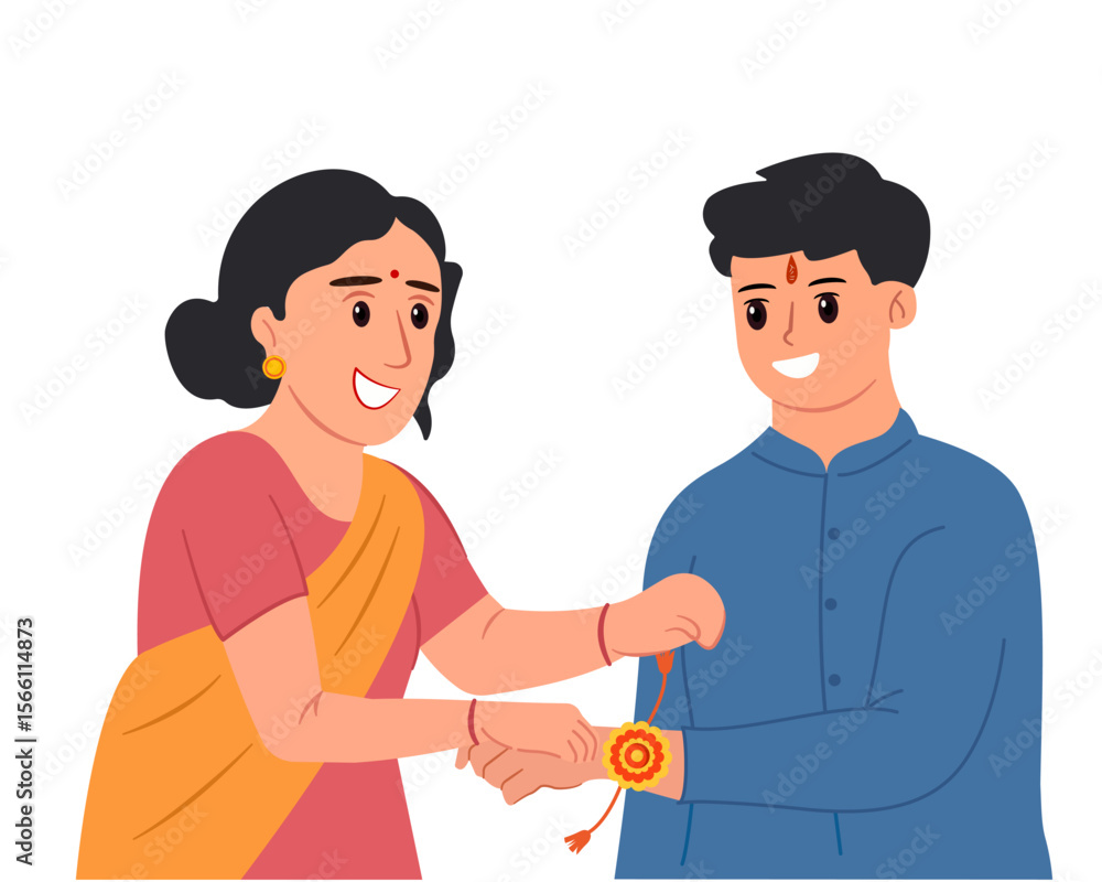 Obraz premium Raksha bandhan traditional indian festival celebration of brother and sister bond social media post vector illustration