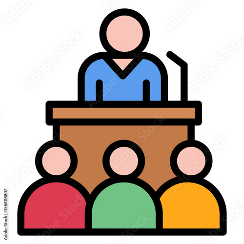 Press Conference icon vector image. Can be used for Press Freedom Day.