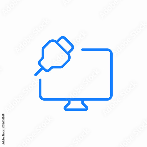 monitor plug icon sign vector