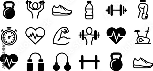 Fitness equipment and health symbols kettlebell weightlifting