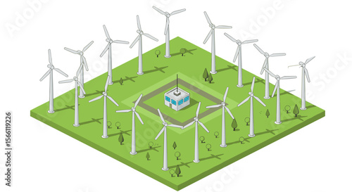 Sustainable energy concept vector illustration: isometric design for eco-friendly poster or print