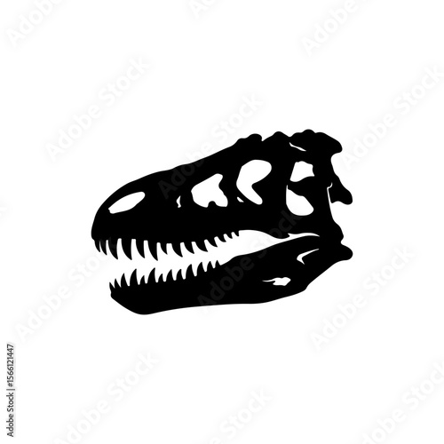 Dinosour Skull silhouette vector flat illustration design.
