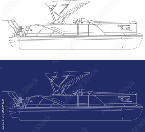  Pontoon boat line drawing