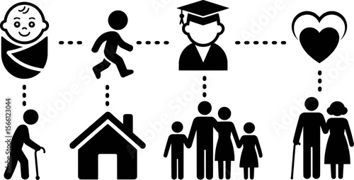 Life stages progression family and love baby toddler