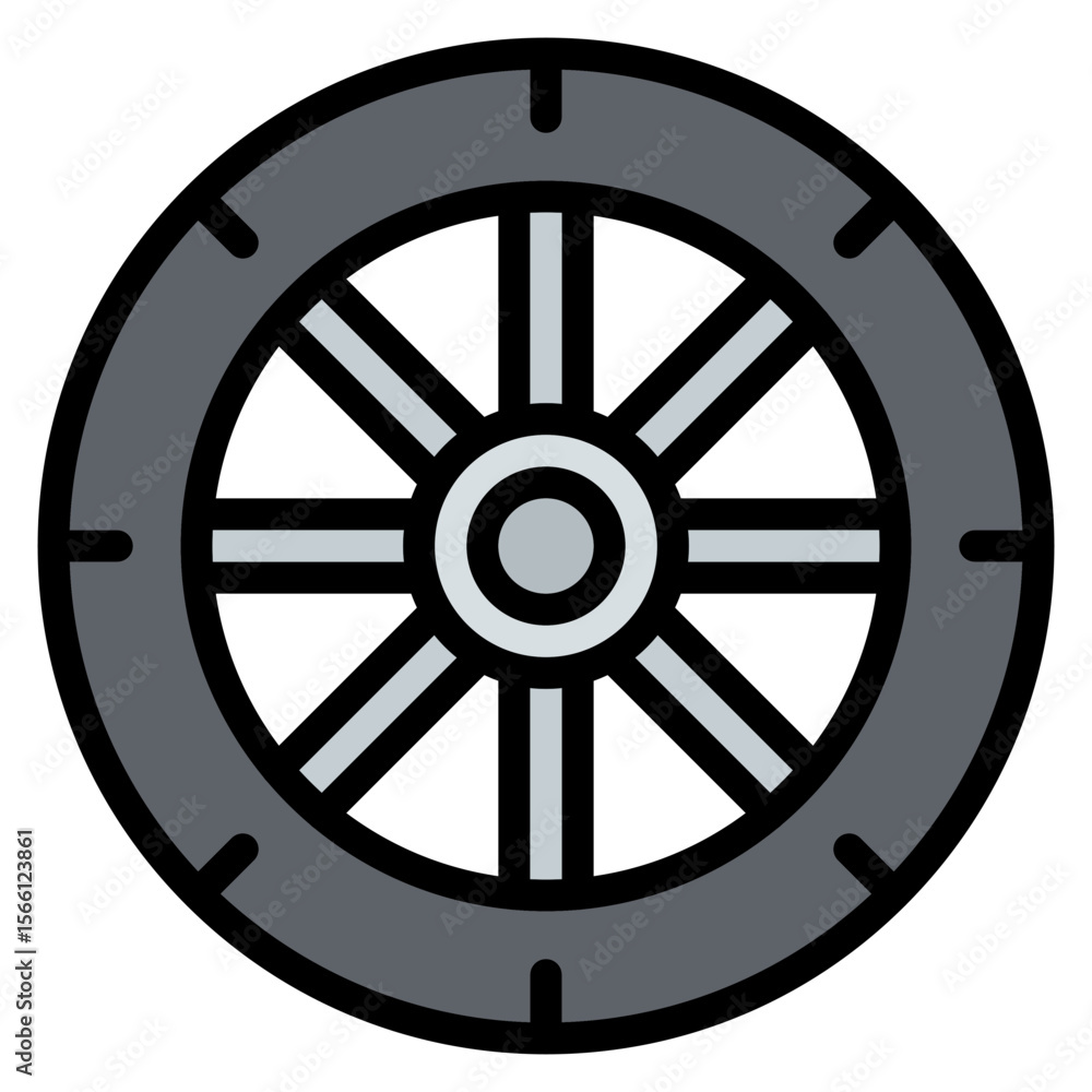 Obraz premium Flat Tire icon vector image. Can be used for Burnout.