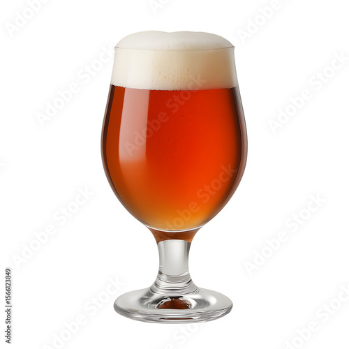Golden Amber Ale with Creamy White Head Transparent Background
