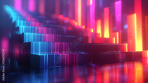 Wallpaper Mural A modern 3D step chart displays rising and falling segments in a stair-step layout, clearly illustrating changes in values over time, categories, or performance metrics.
 Torontodigital.ca