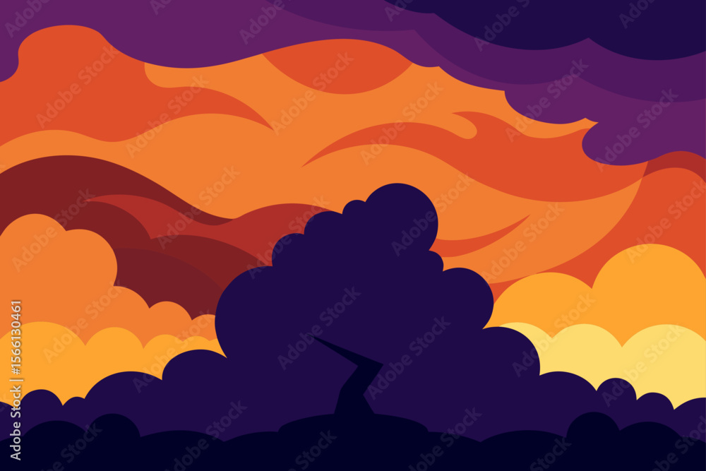 Fototapeta premium dramatic storm clouds at sunset