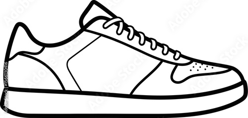 Vector outline drawing of a sneaker shoe for coloring and design purposes, perfect for kids and adults vector illustration