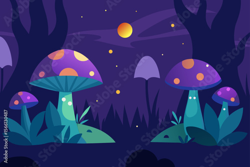 enchanted forest glowing mushrooms and mystical ni