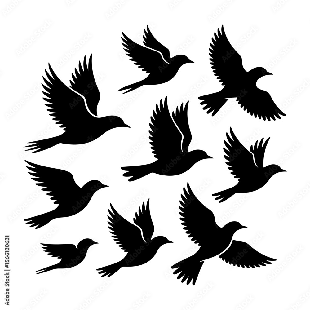 Obraz premium Unique and high quality Flock of birds silhouette set