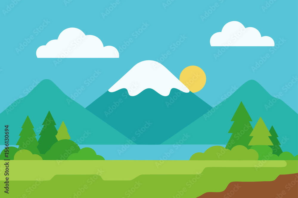 Obraz premium flat design natural landscape background