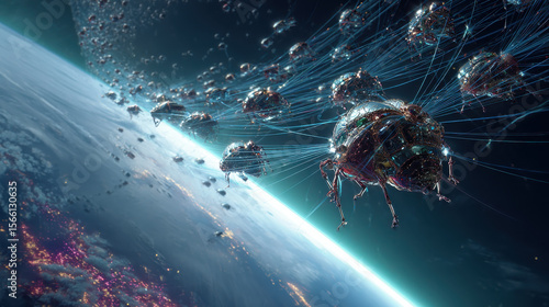 Wallpaper Mural 極光 軌道 を 繕う 微小 群 ロボット / Micro Swarm Robots Mending Auroral Orbit Torontodigital.ca