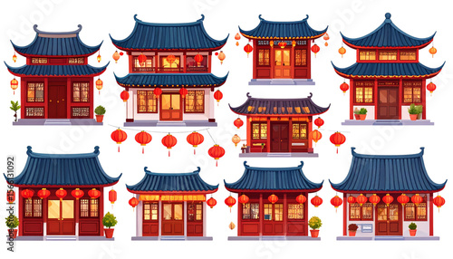 Chinese style house on white background