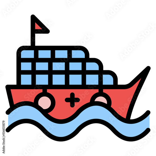 Rescue Boat icon vector image. Can be used for Rescue And Response.