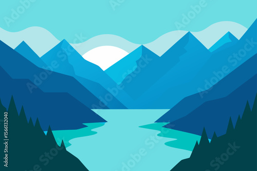 serene lake between mountain valleys