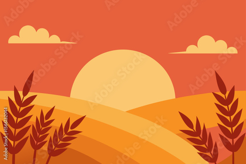 serene sunrise over wheat fields
