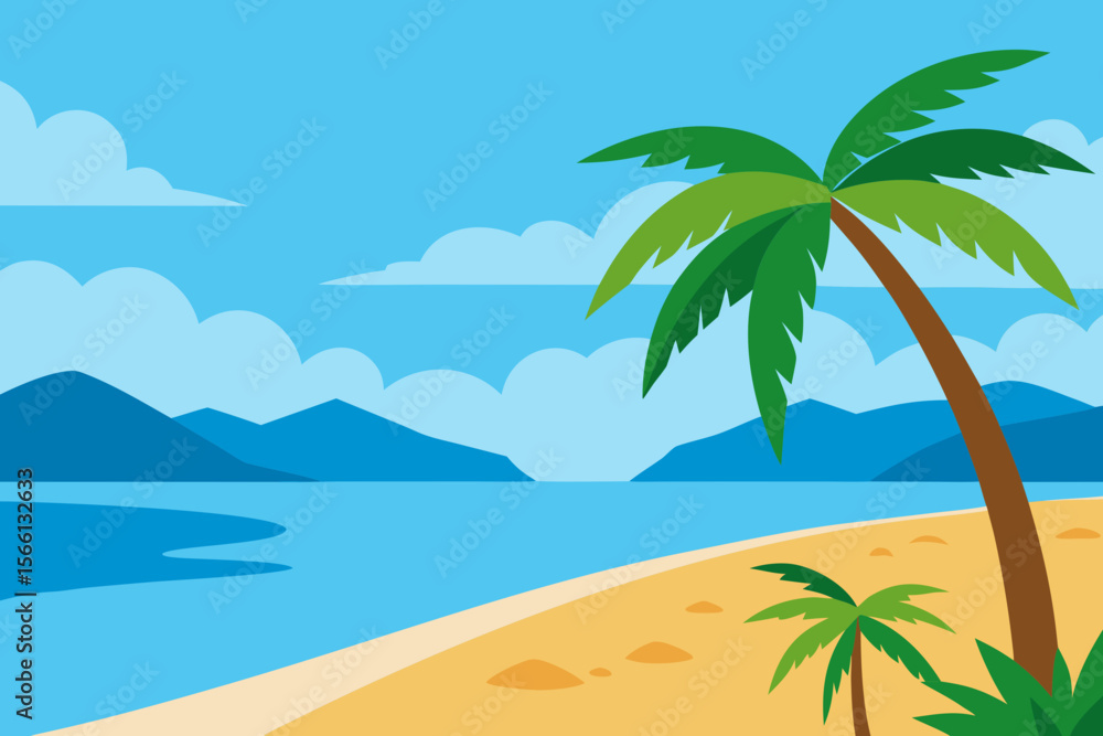 Obraz premium tropical beach paradise idyllic scene of palm tree
