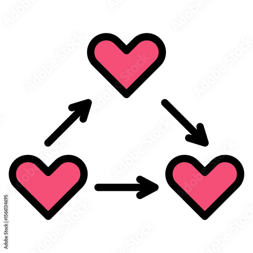 Love Triangle icon vector image. Can be used for Dating App.