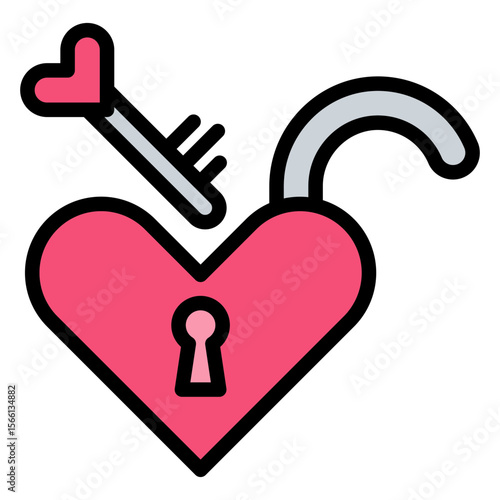 Unlock Love icon vector image. Can be used for Dating App.