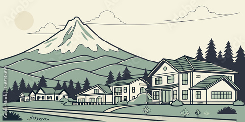 Gresham Oregon Skyline with Mt Hood