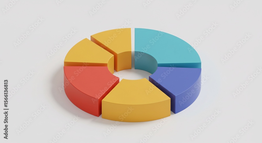 Obraz premium Colorful 3D Pie Chart Data Visualization