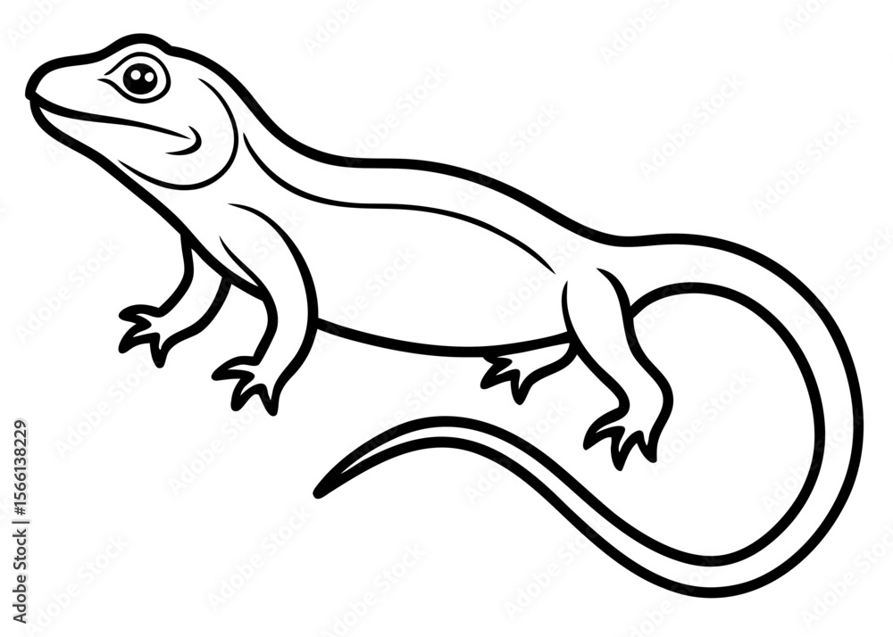 Lizard Reptile – Black Outline Silhouette Vector Lizard Reptile – Black Outline Silhouette Vector