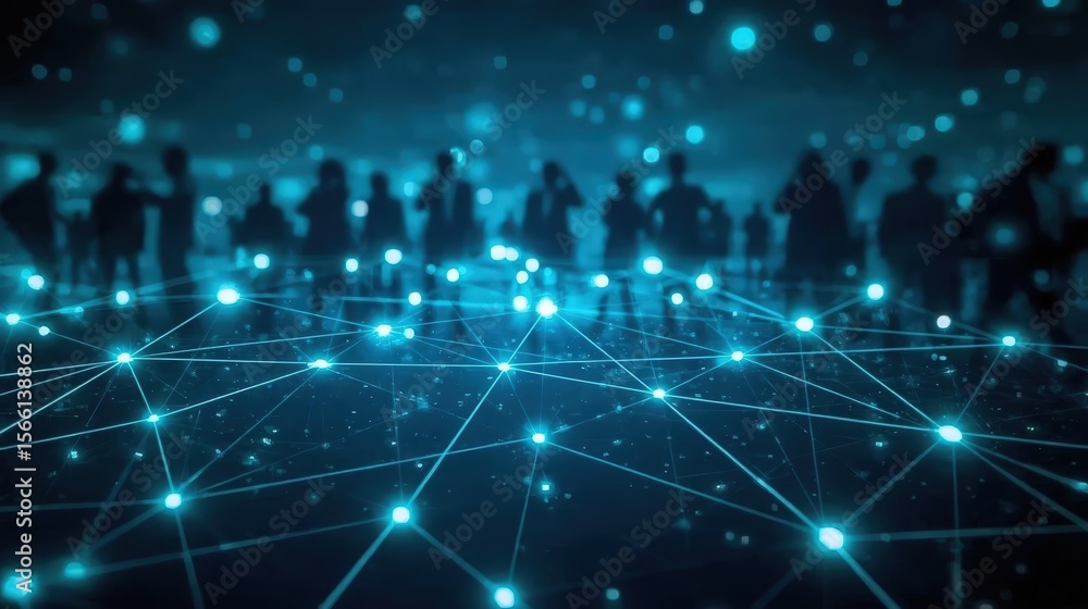 Obraz premium Abstract Representation of People Connected in a Global Network and Digital World