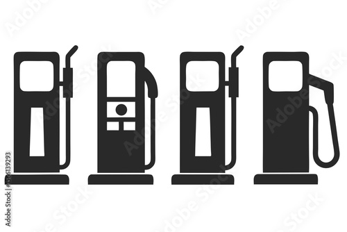 Fuel Pump Icons – Gas Station Symbol Set in Black Silhouette Style