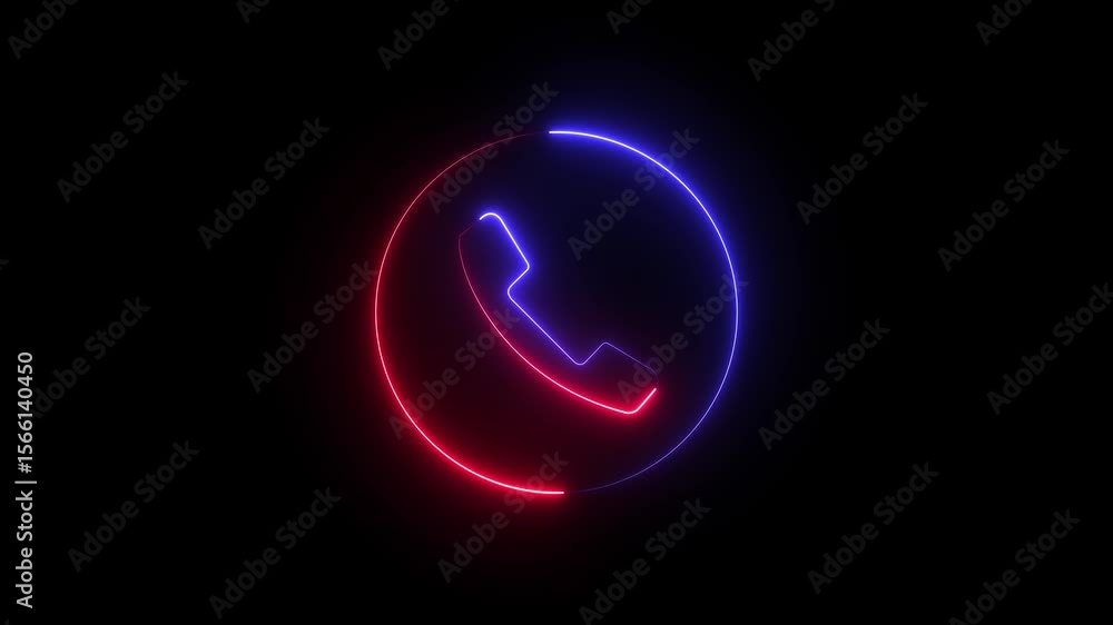 Neon Calling Icon Animation Background. Neon Calling Icon Animation Background.
