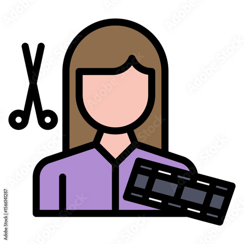 Film Editor Female icon vector image. Can be used for Filmmaking.