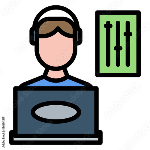 Sound Engineer Male icon vector image. Can be used for Filmmaking.