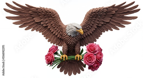 Eagle holding roses wildlife illustration