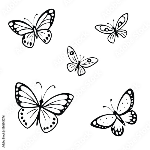 set of vector butterflies