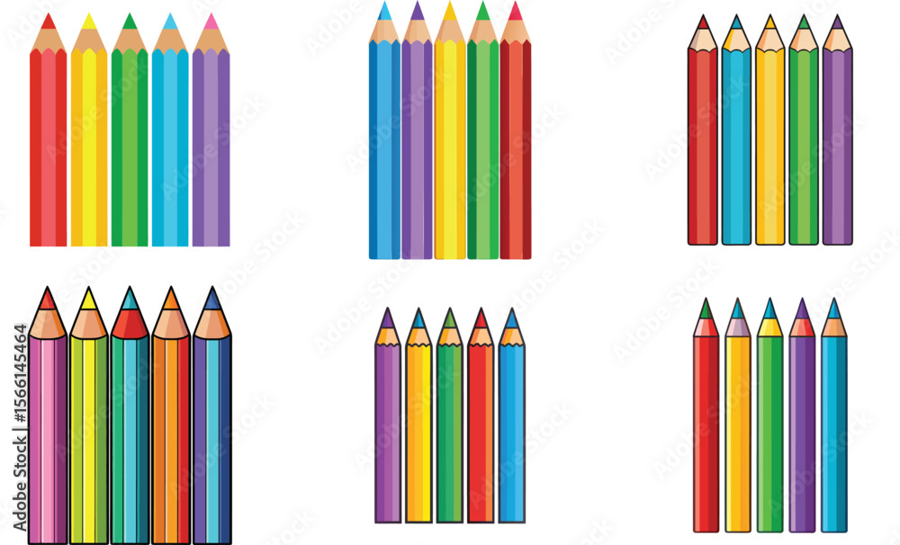 Obraz premium Colorful Pencils Art Supplies School Stationery Rainbow Colors