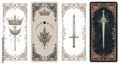 Mystical tarot cards vector illustration for spiritual design and decoration