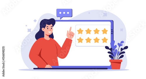 Customer satisfaction feedback with 5-star rating vector illustration for business and digital design