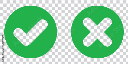 Green checkmark and cross icons symbol