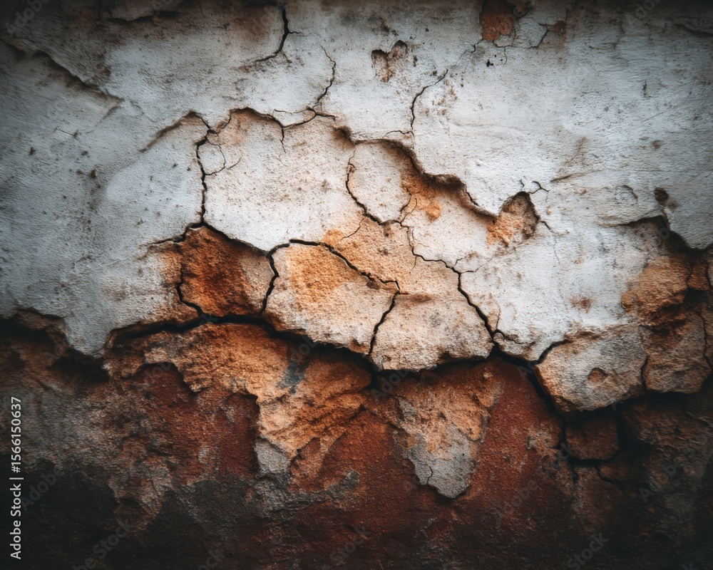 Fototapeta premium Cracked Brown and White Wall Texture