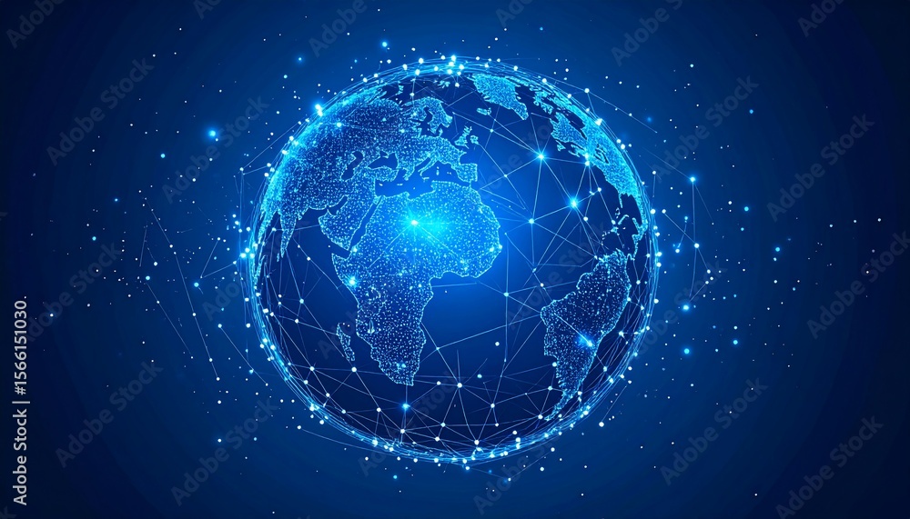 Obraz premium Global Network Connection: A Digital Earth
