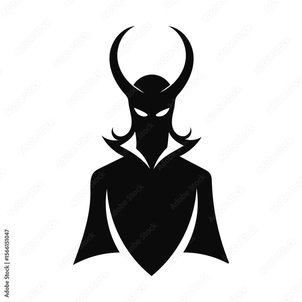 Fototapeta premium Loki trickster god silhouette in clean and minimal mythology character style